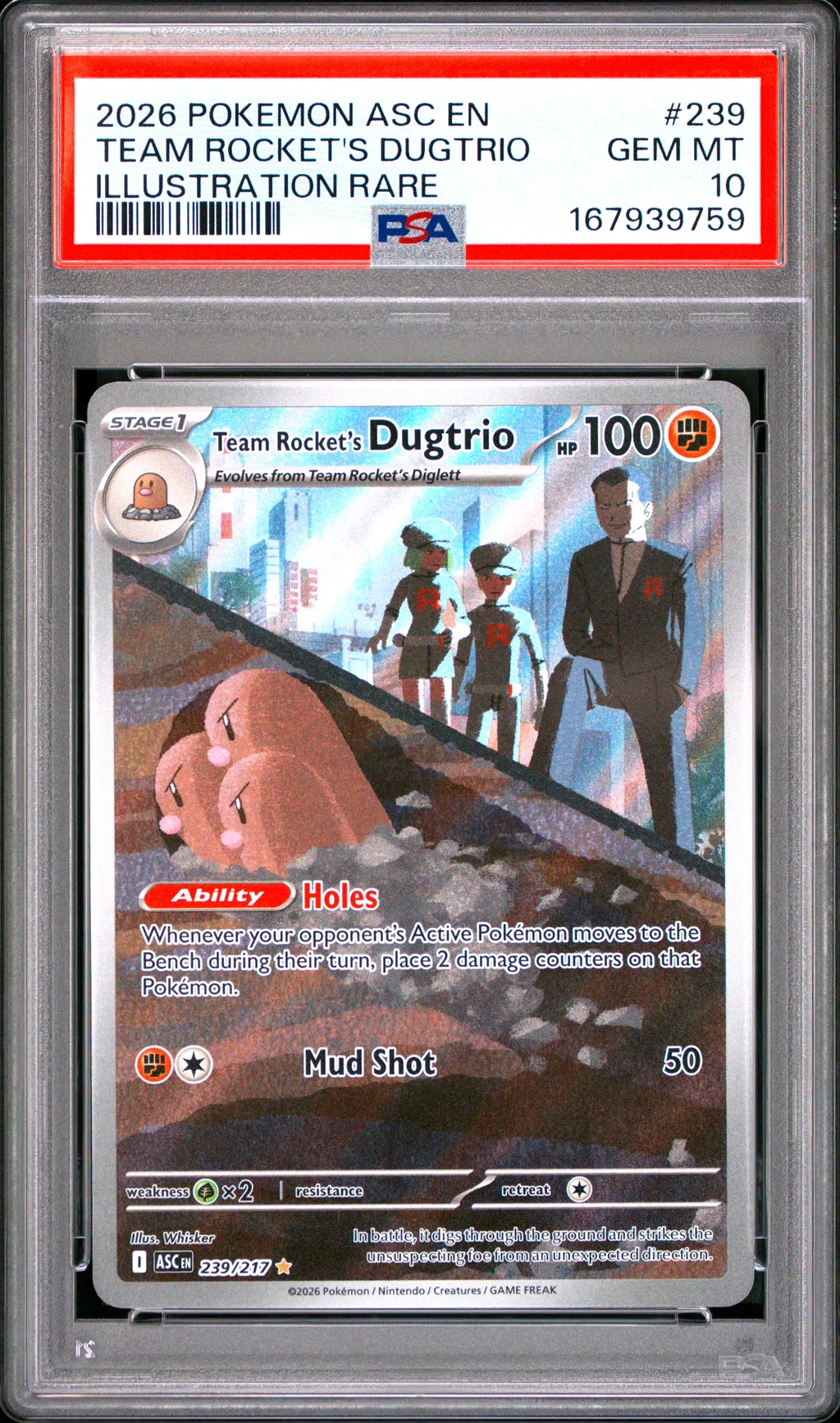 Team Rocket's Dugtrio card artwork
