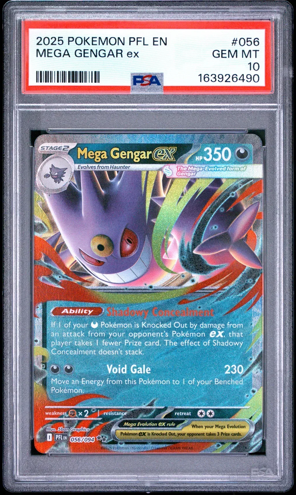 2025 #056 Mega Gengar Ex PSA 10 Pfl En-Phantasmal Flames