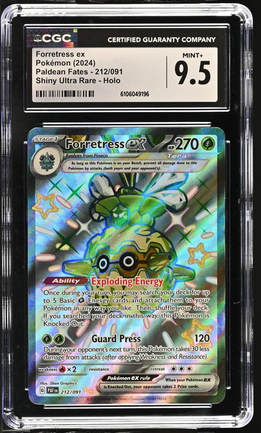 2024 #212 Forretress Ex CGC 9.5 Paldean Fates - Paf En - English