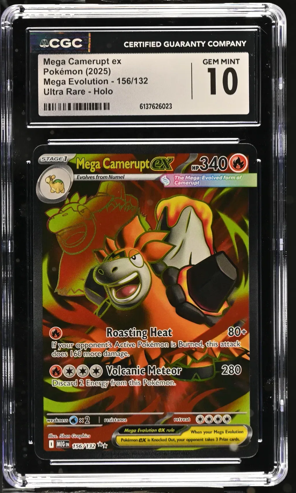 2025 #156 Mega Camerupt Ex CGC 10 Mega Evolution - Meg En - English