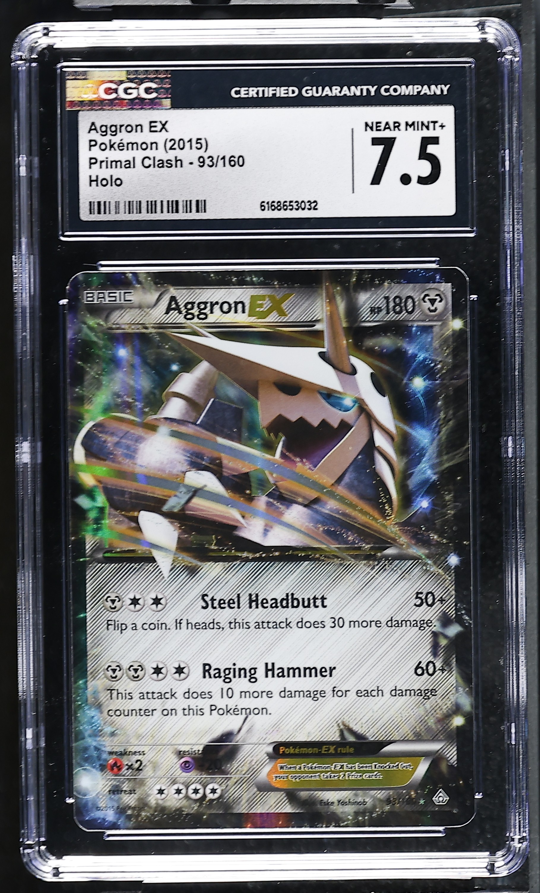 2015 #93 Aggron Ex CGC 7.5 Primal Clash - English