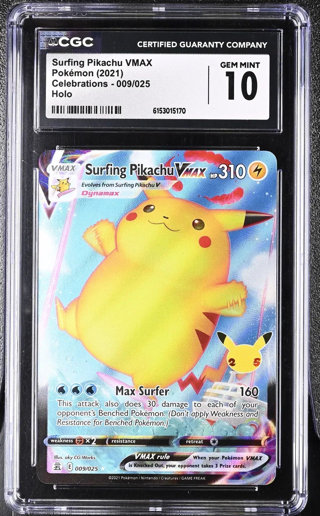 2021 #009 Surfing Pikachu Vmax CGC 10 Celebrations - English