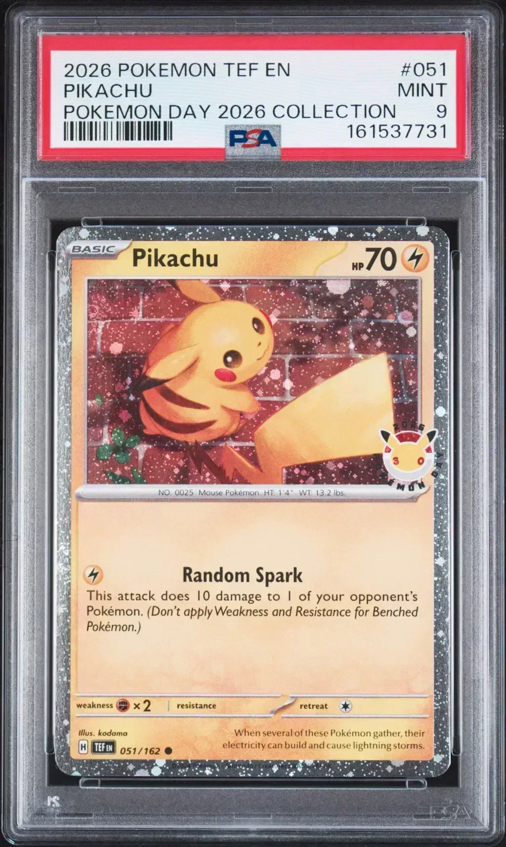 2026 #051 Pikachu PSA 9 Tef En-Temporal Forces