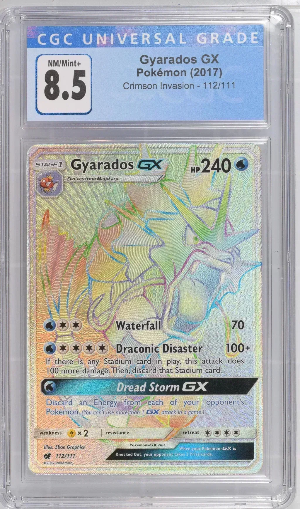 2017 #112 Gyarados Gx CGC 8.5 Crimson Invasion - English