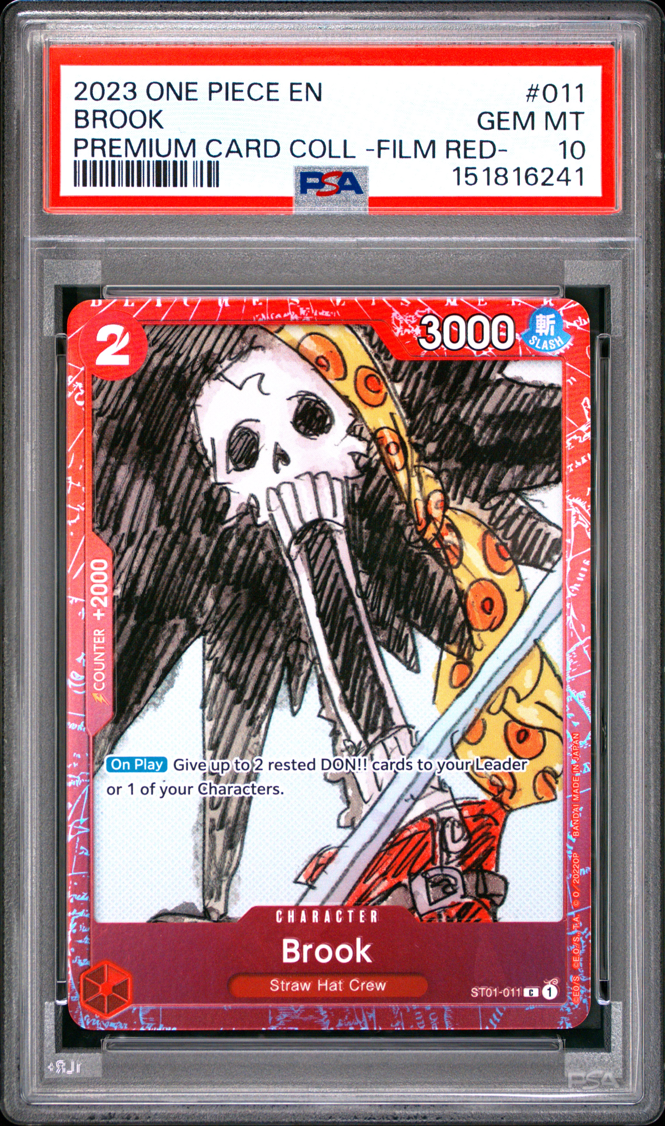 2023 #011 Brook PSA 10 One Piece Premium Card Collection -One Piece Film Red-