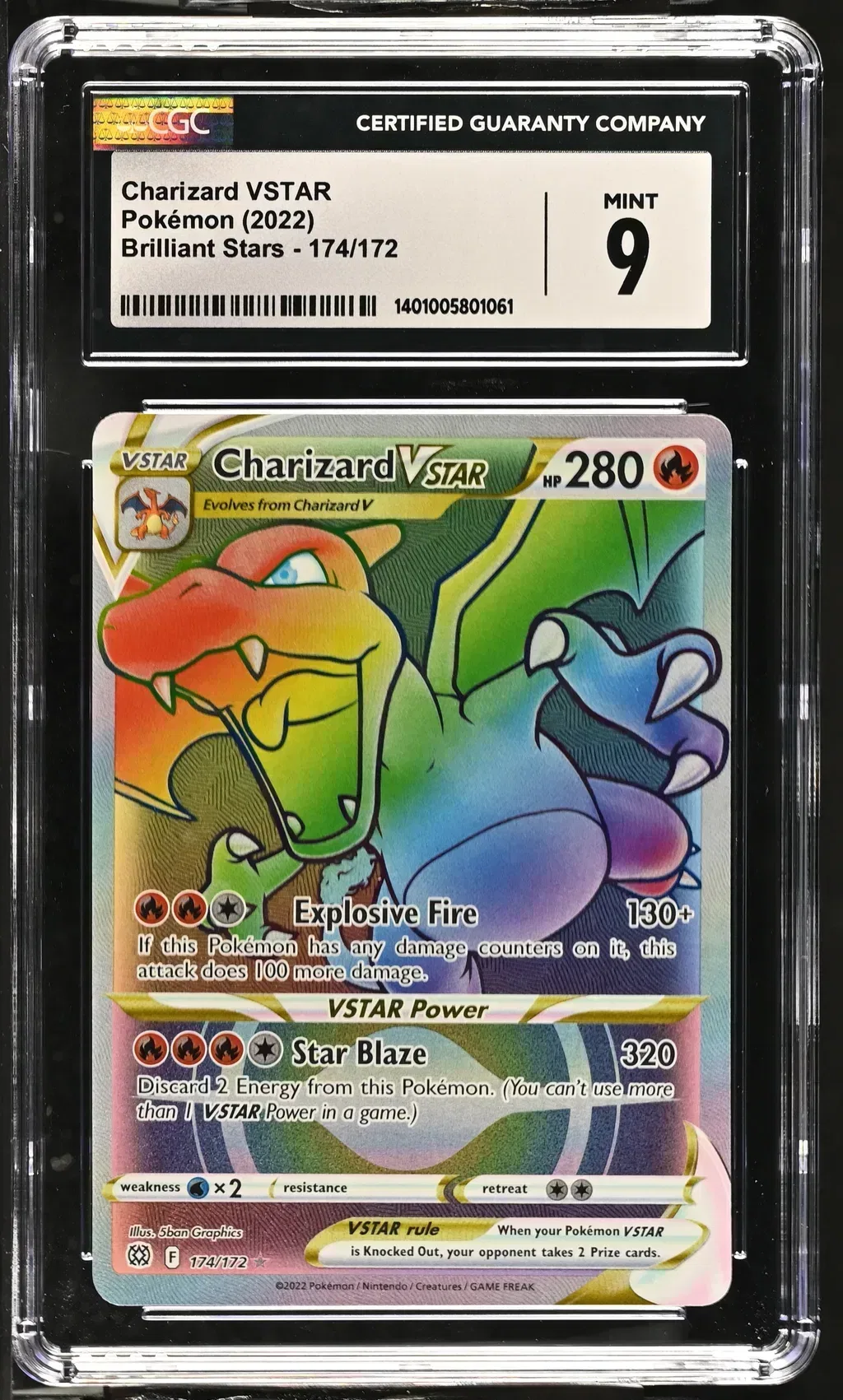 2022 #174 Charizard Vstar CGC 9 Brilliant Stars - English