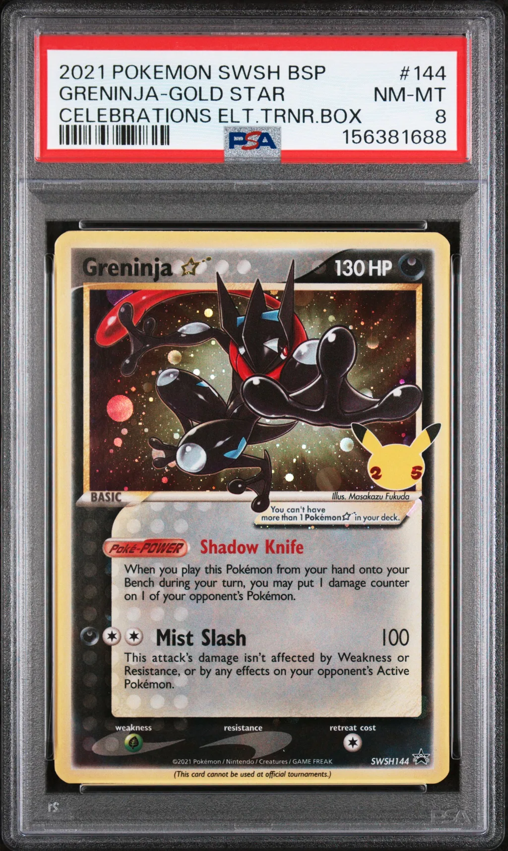 2021 #144 Greninja-Gold Star PSA 8 Swsh Black Star Promo