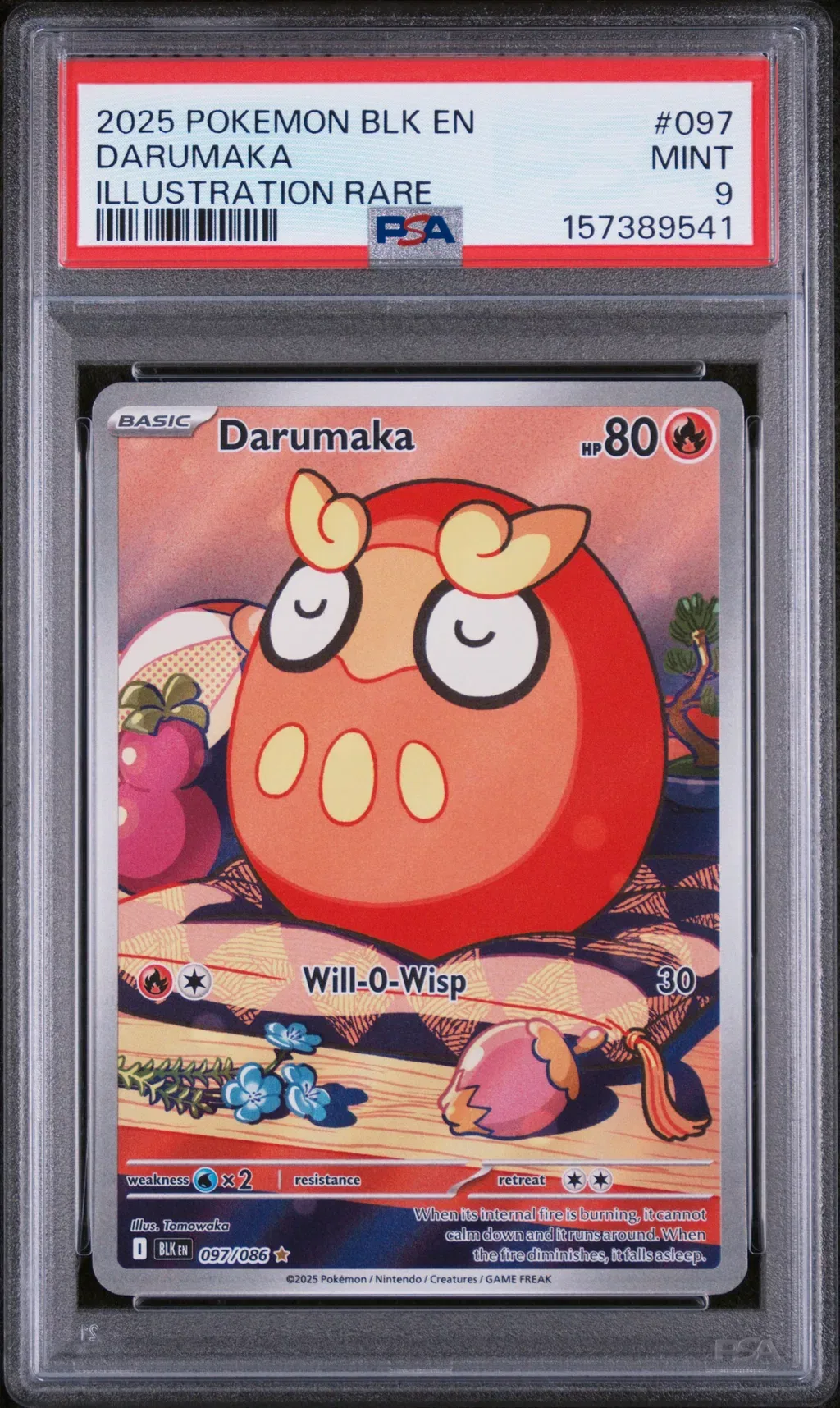 2025 #097 Darumaka PSA 9 Blk En-Black Bolt
