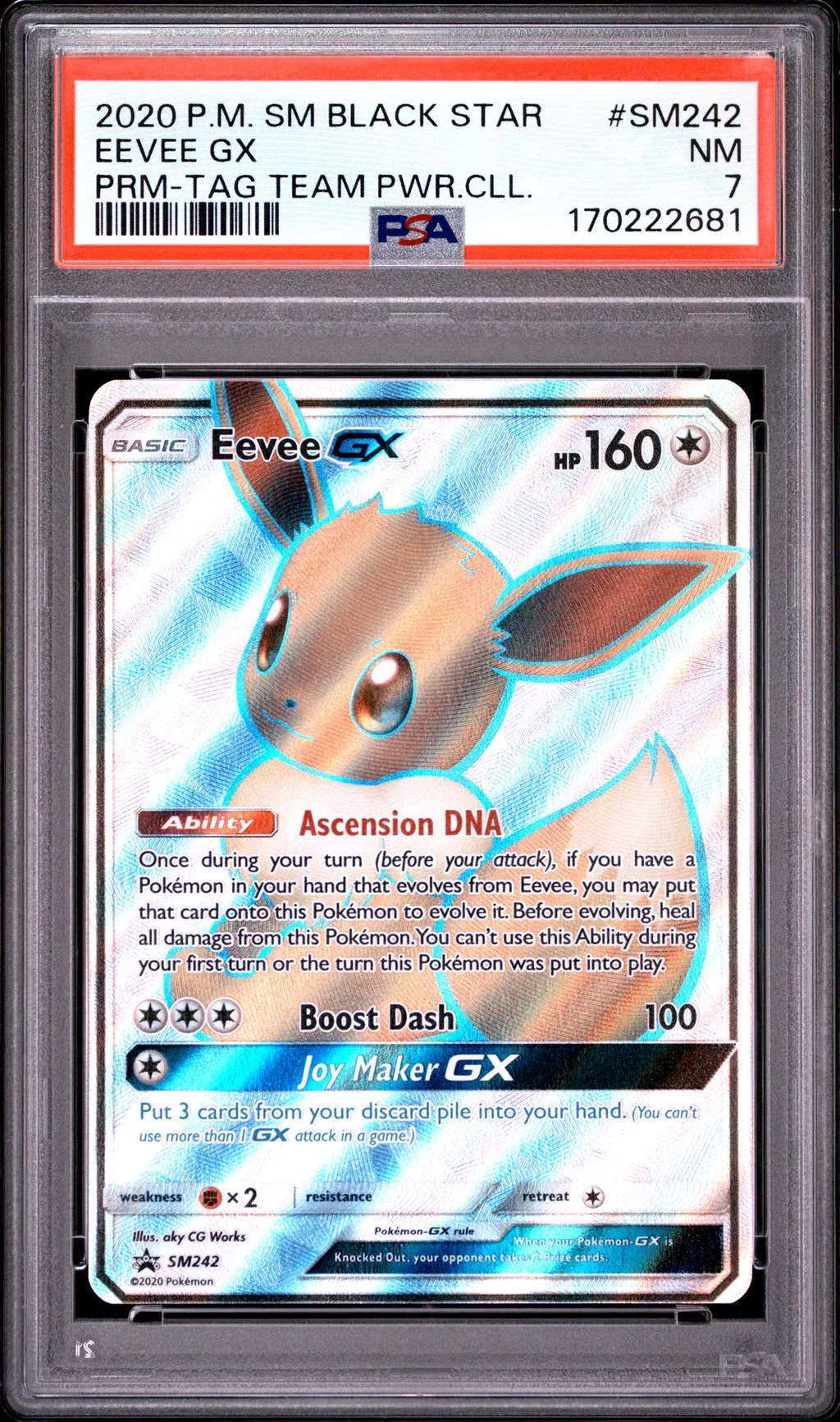 2020 #Sm242 Eevee Gx PSA 7 Sm Black Star Promo