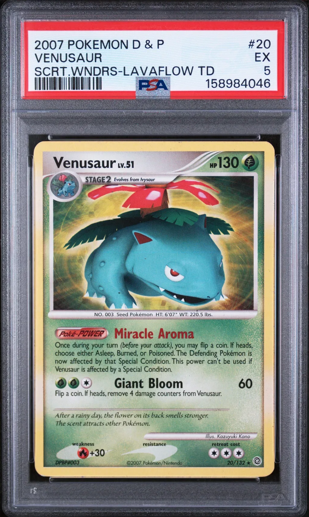 2007 #20 Venusaur PSA 5 Diamond & Pearl Secret Wonders