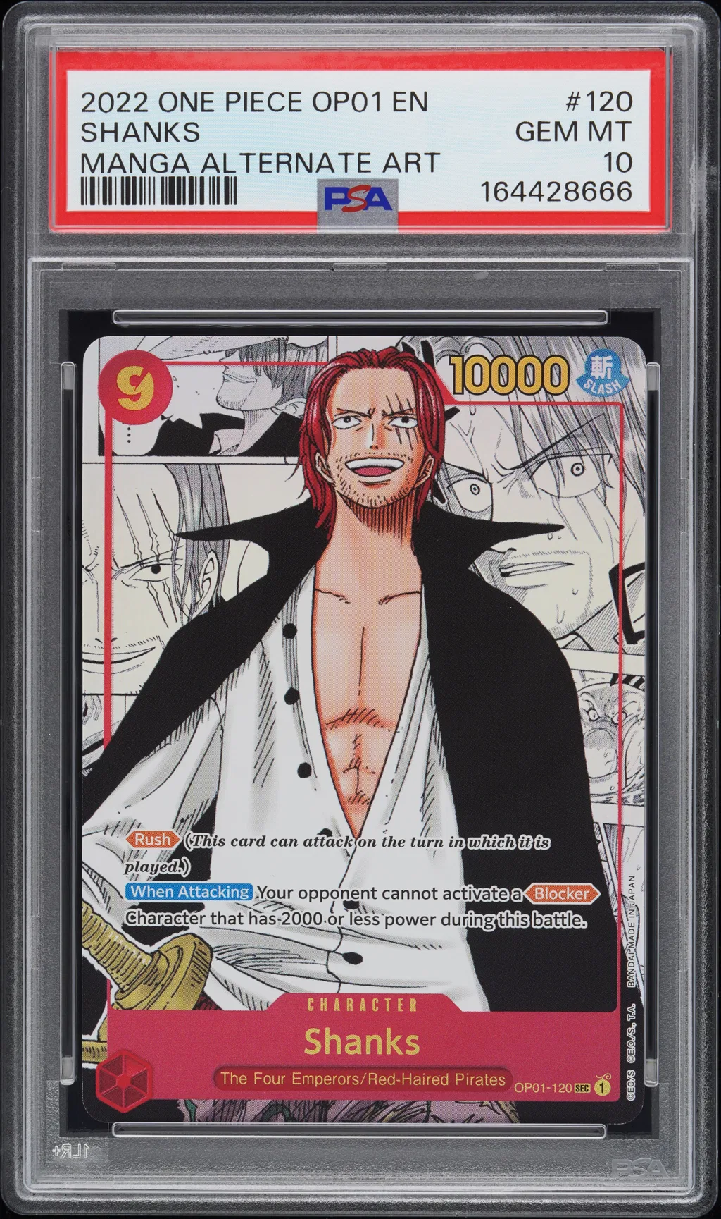 2022 #120 Shanks PSA 10 One Piece Op01-Romance Dawn