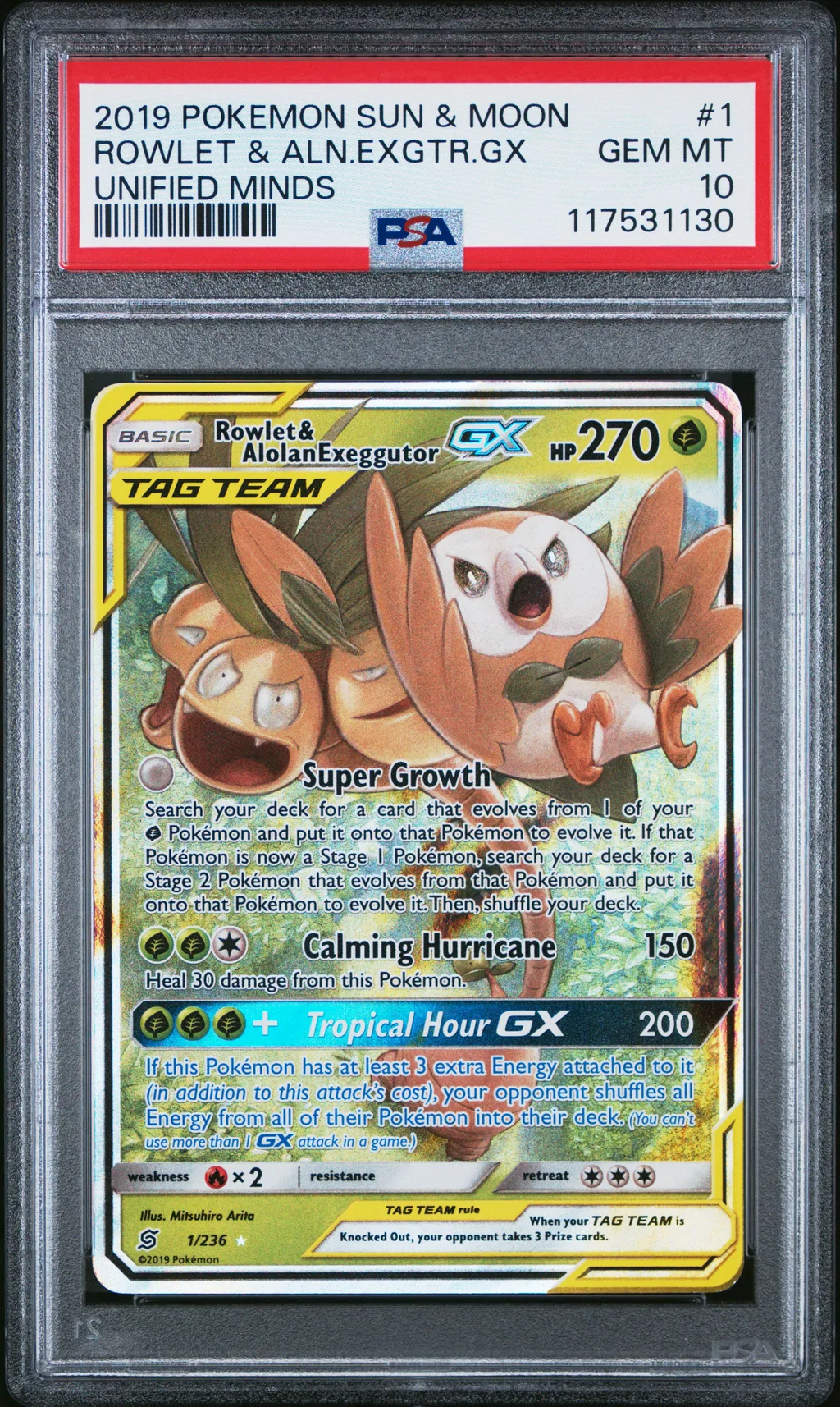 Rowlet & Alolan Exeggutor GX card artwork