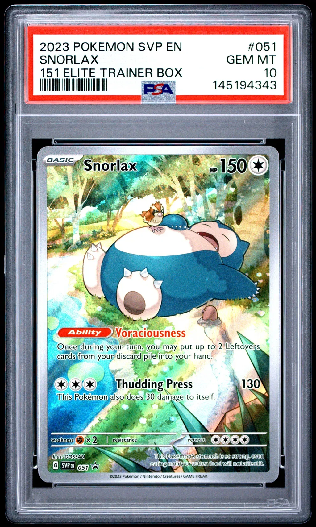 2023 #051 Snorlax PSA 10 Svp En-Sv Black Star Promo