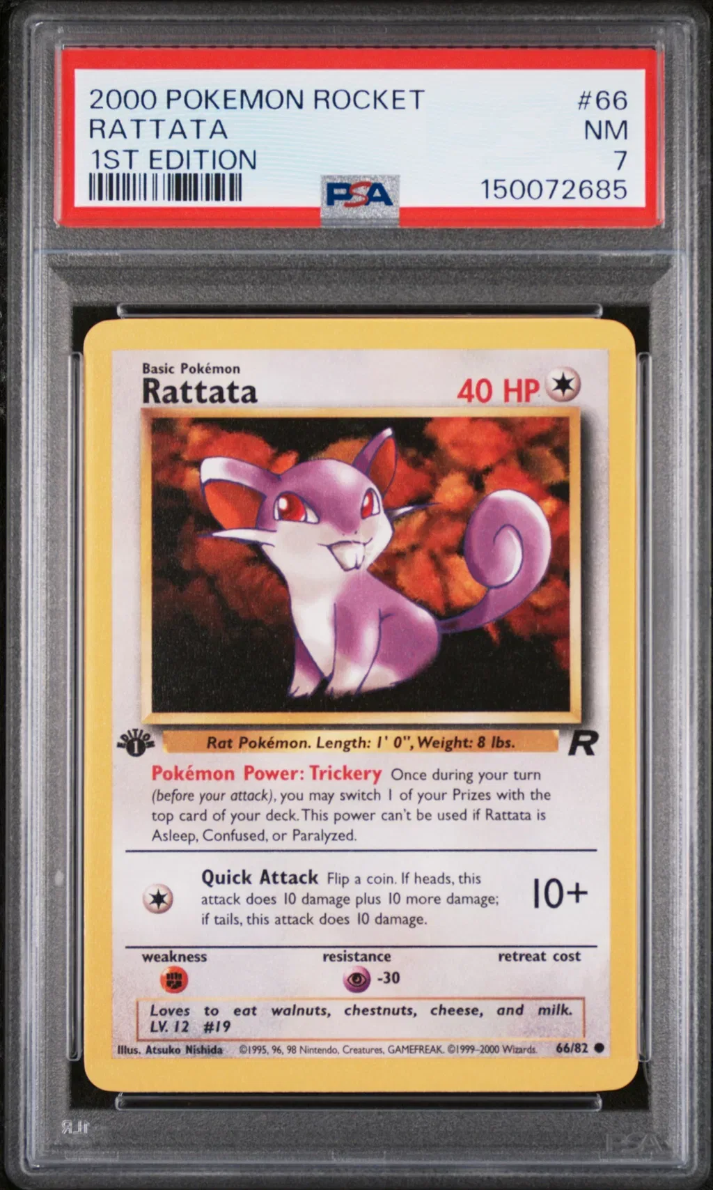 2000 #66 Rattata 1st Edition PSA 7 Rocket