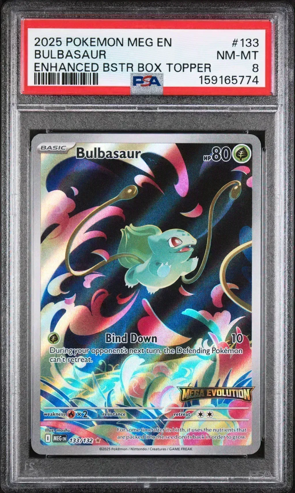2025 #133 Bulbasaur PSA 8 Meg En-Mega Evolution