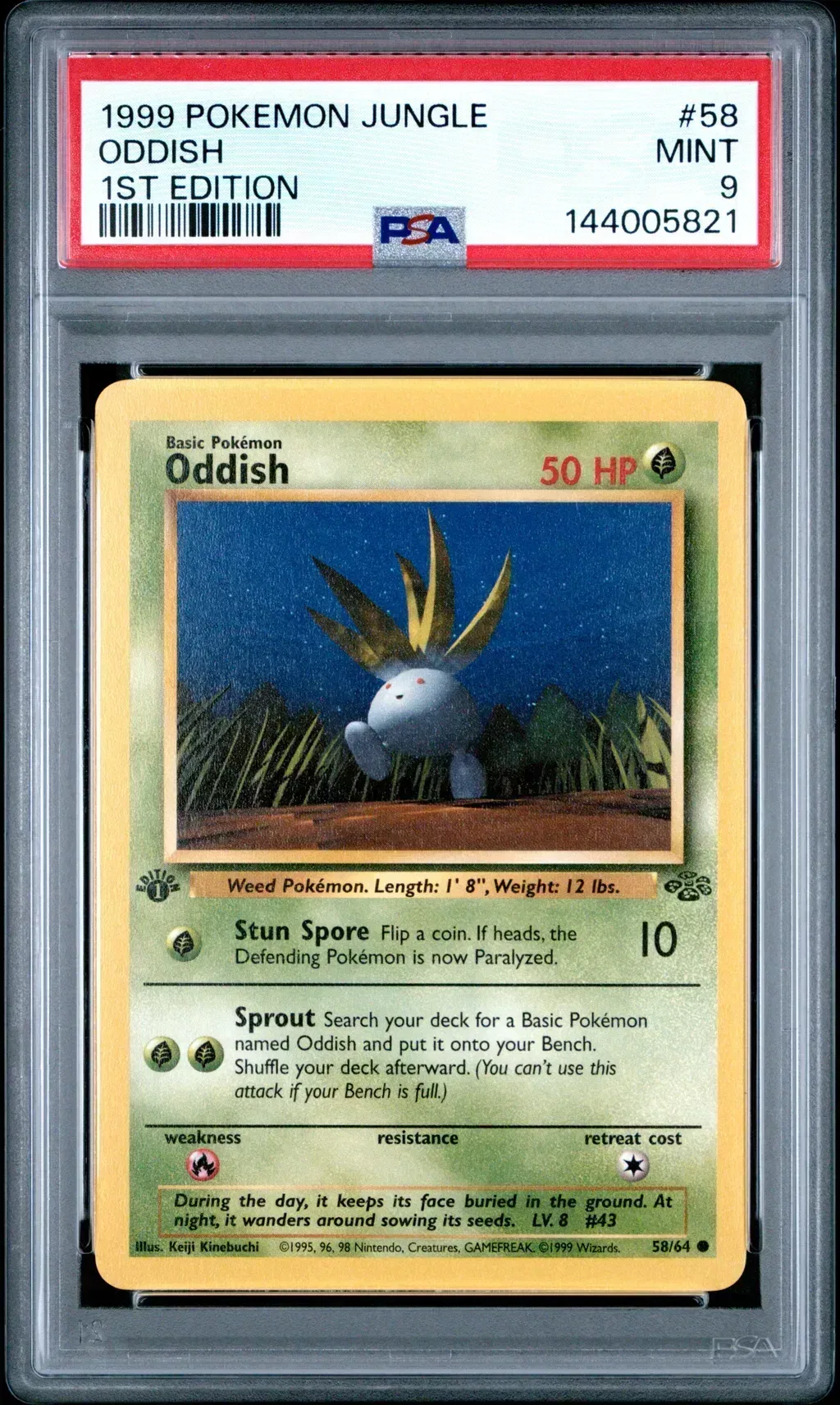 1999 #58 Oddish 1st Edition PSA 9 Jungle