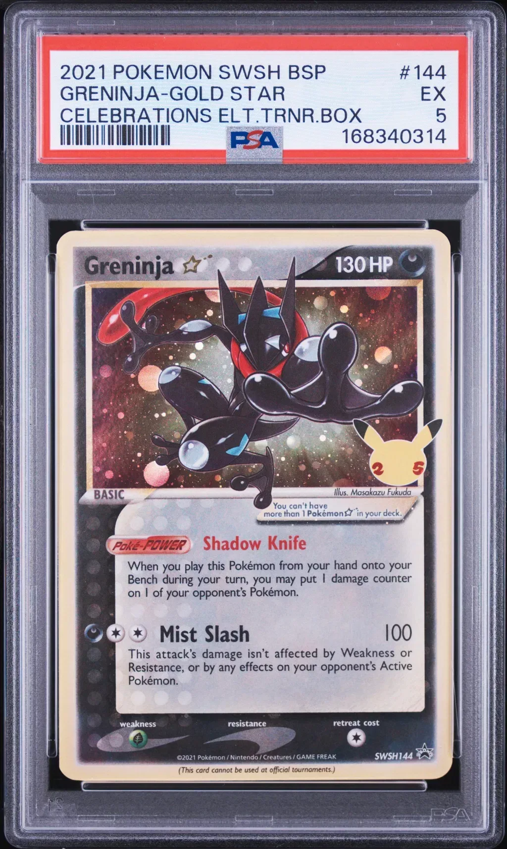 2021 #144 Greninja-Gold Star PSA 5 Swsh Black Star Promo