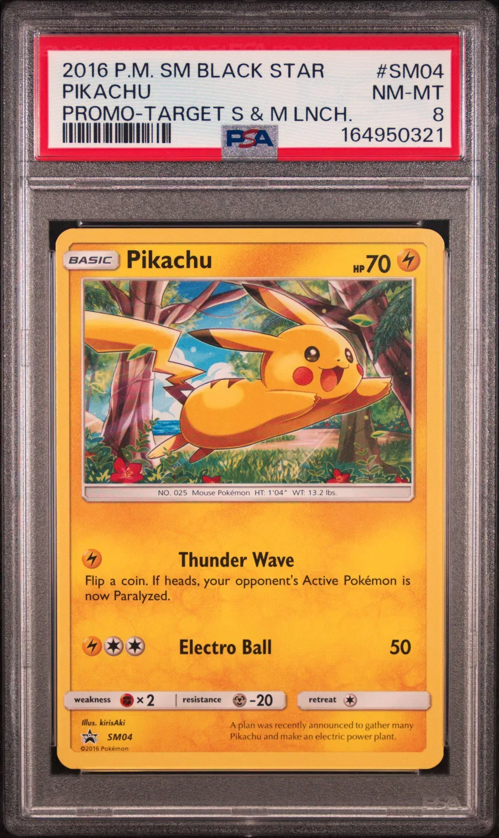 2016 #Sm04 Pikachu PSA 8 Sm Black Star Promo