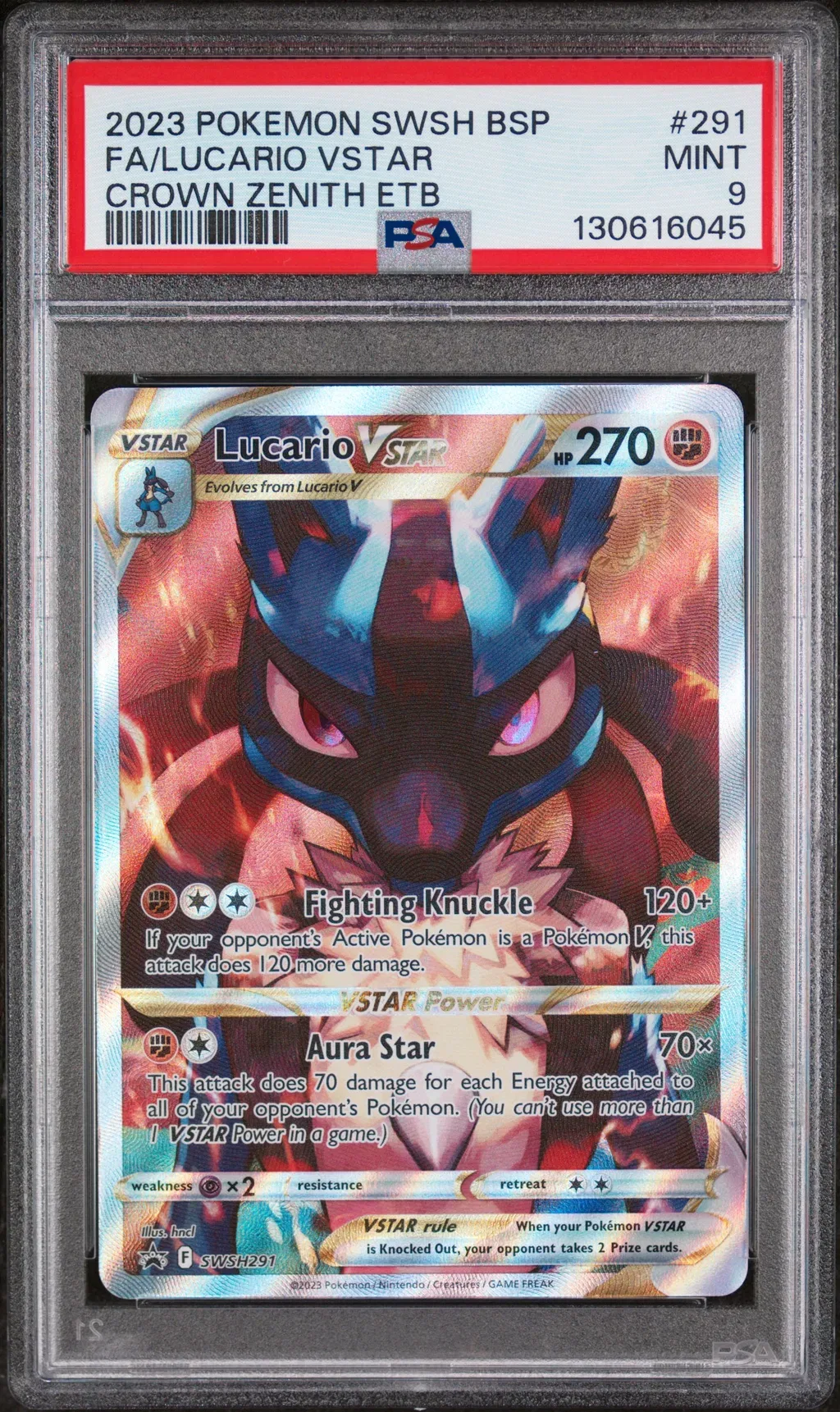 2023 #291 Full Art/Lucario Vstar PSA 9 Swsh Black Star Promo