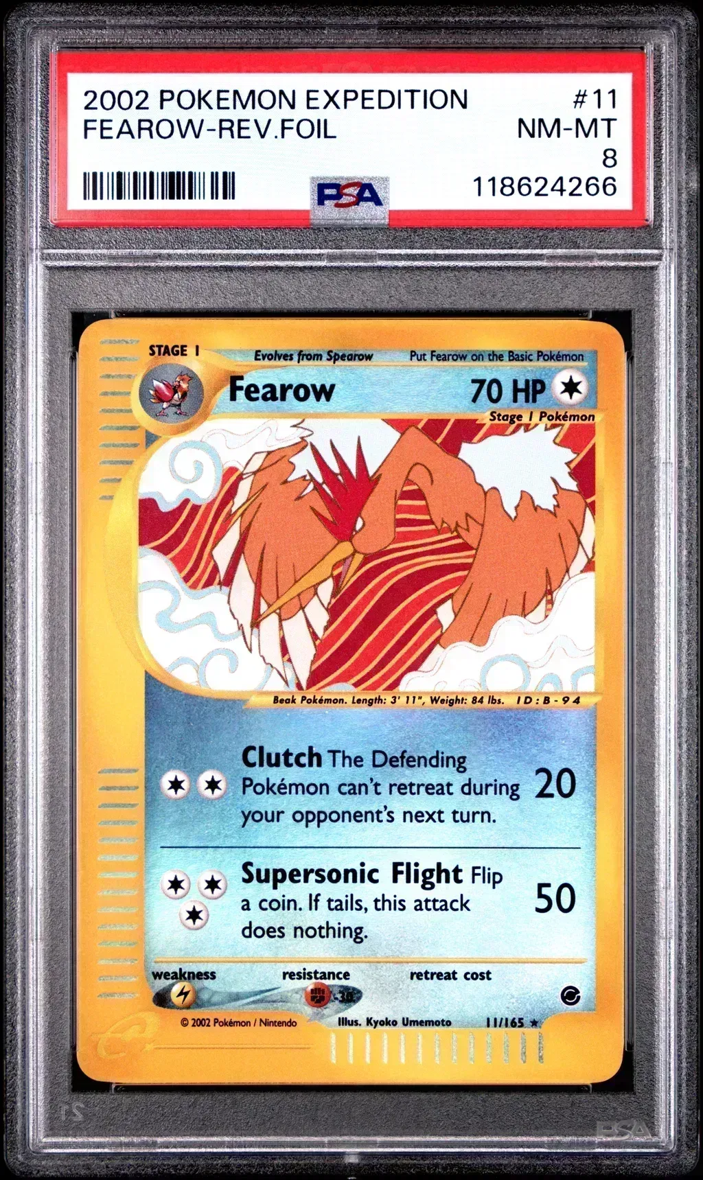 2002 #11 Fearow-Reverse Foil PSA 8 Expedition