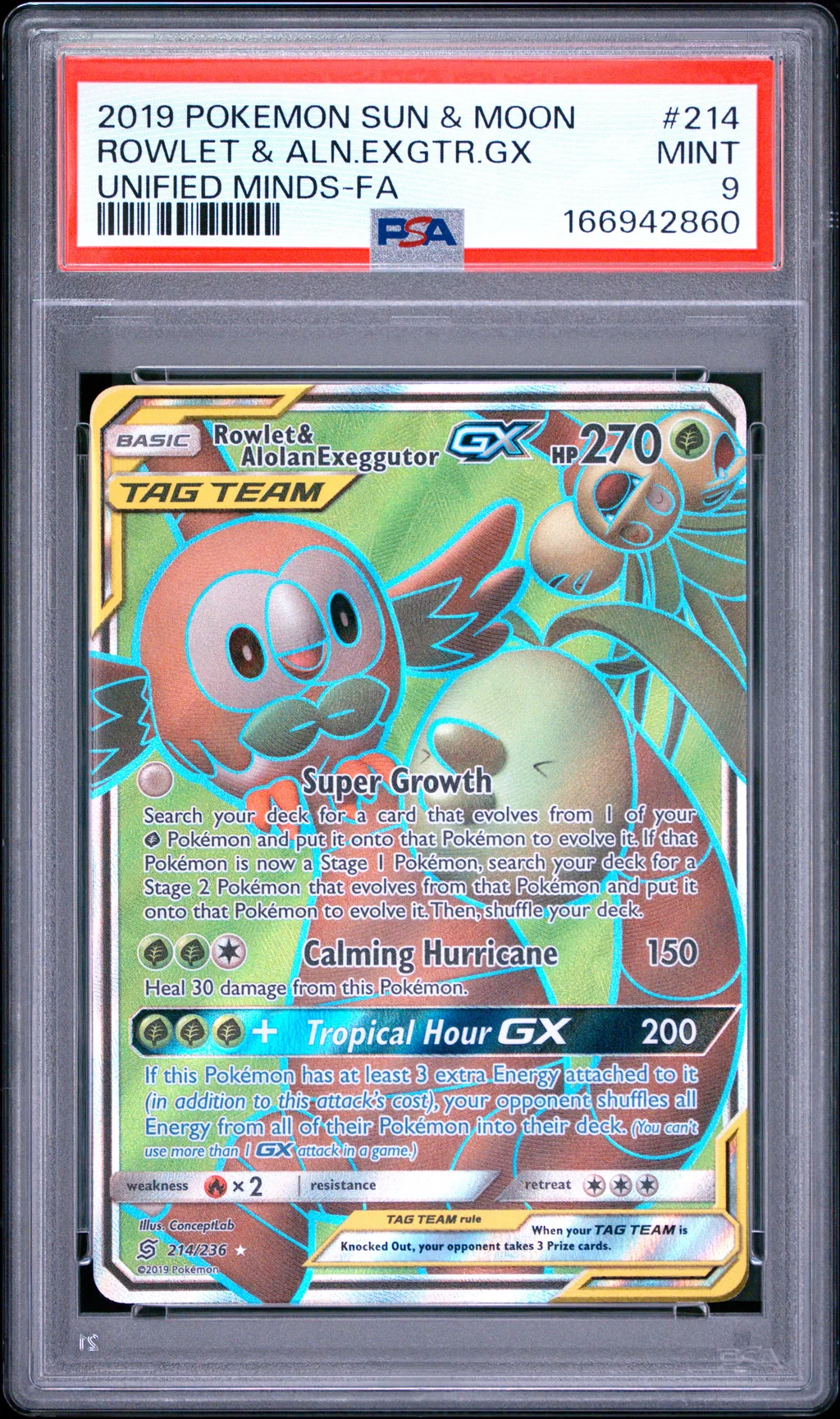 Full Art/Rowlet & Alolan Exeggutor GX card artwork