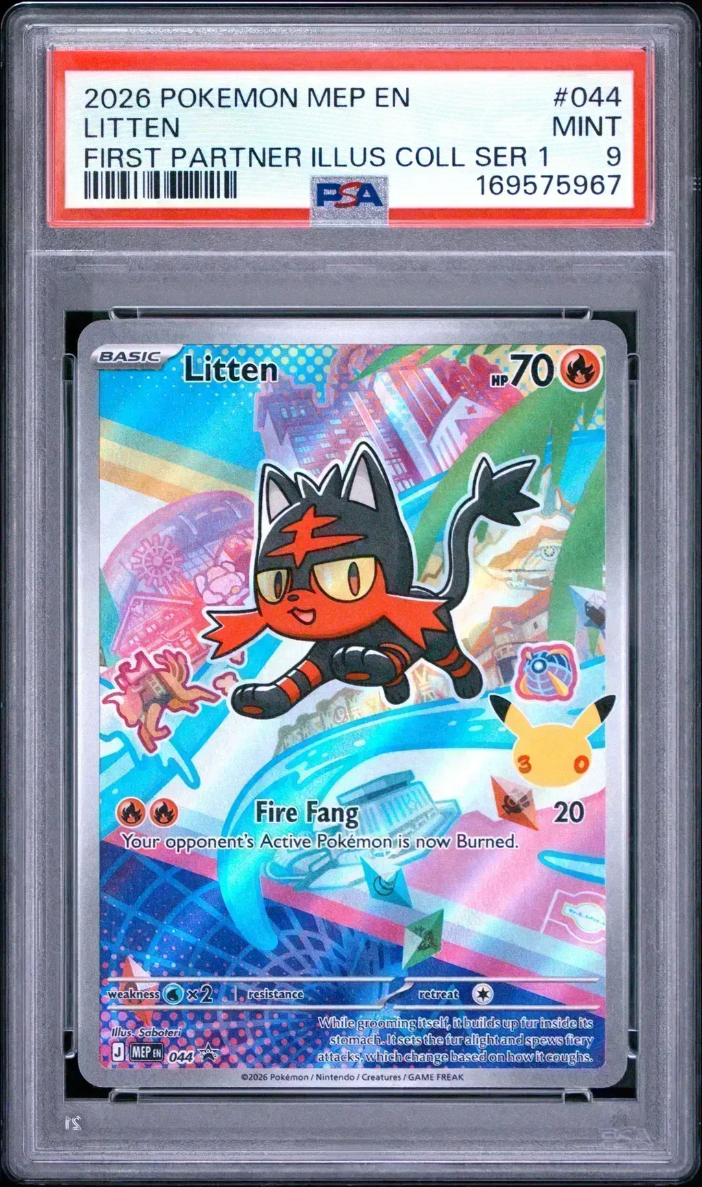 2026 #044 Litten PSA 9 Mep En-Me Black Star Promo