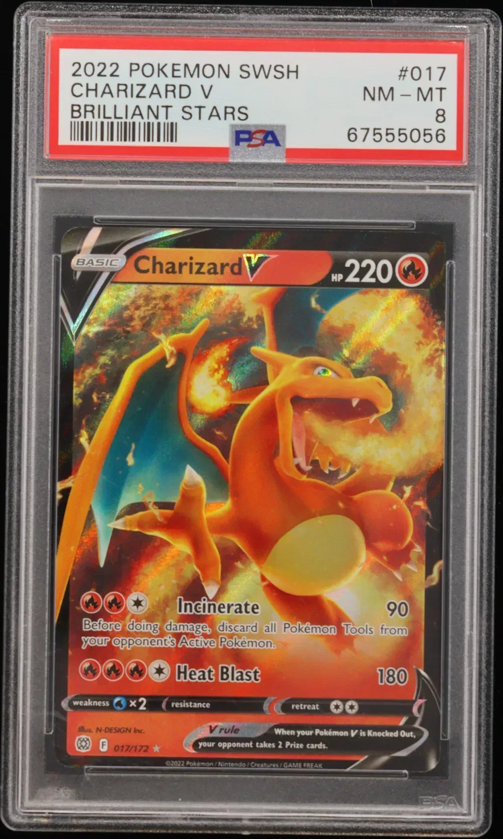 2022 #017 Charizard V PSA 8 Sword & Shield Brilliant Stars
