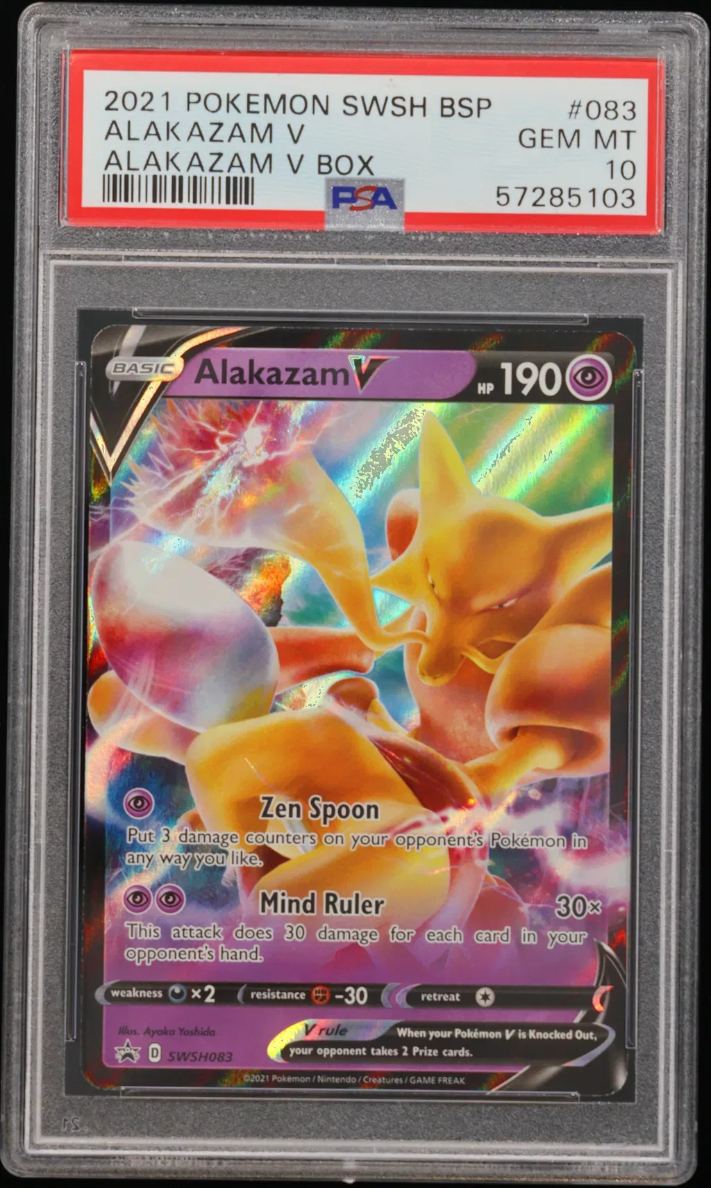 2021 #083 Alakazam V PSA 10 Swsh Black Star Promo