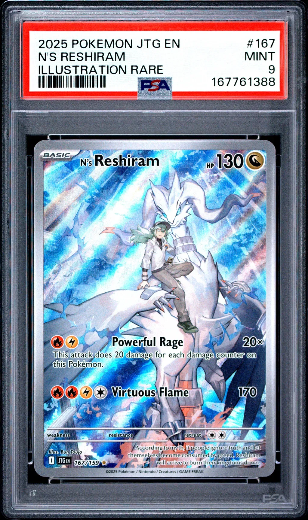 2025 #167 N'S Reshiram PSA 9 Jtg En-Journey Together