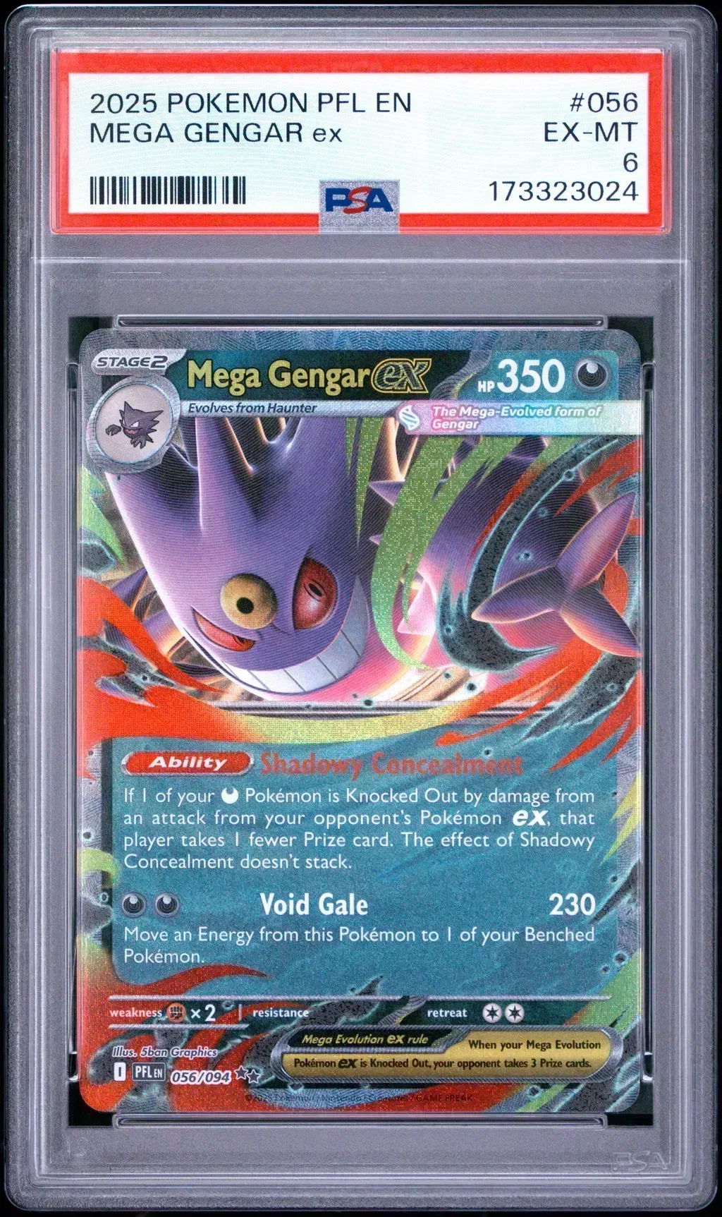 2025 #056 Mega Gengar Ex PSA 6 Pfl En-Phantasmal Flames