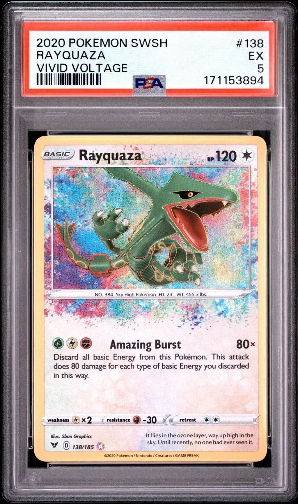 2020 #138 Rayquaza PSA 5 Sword & Shield Vivid Voltage