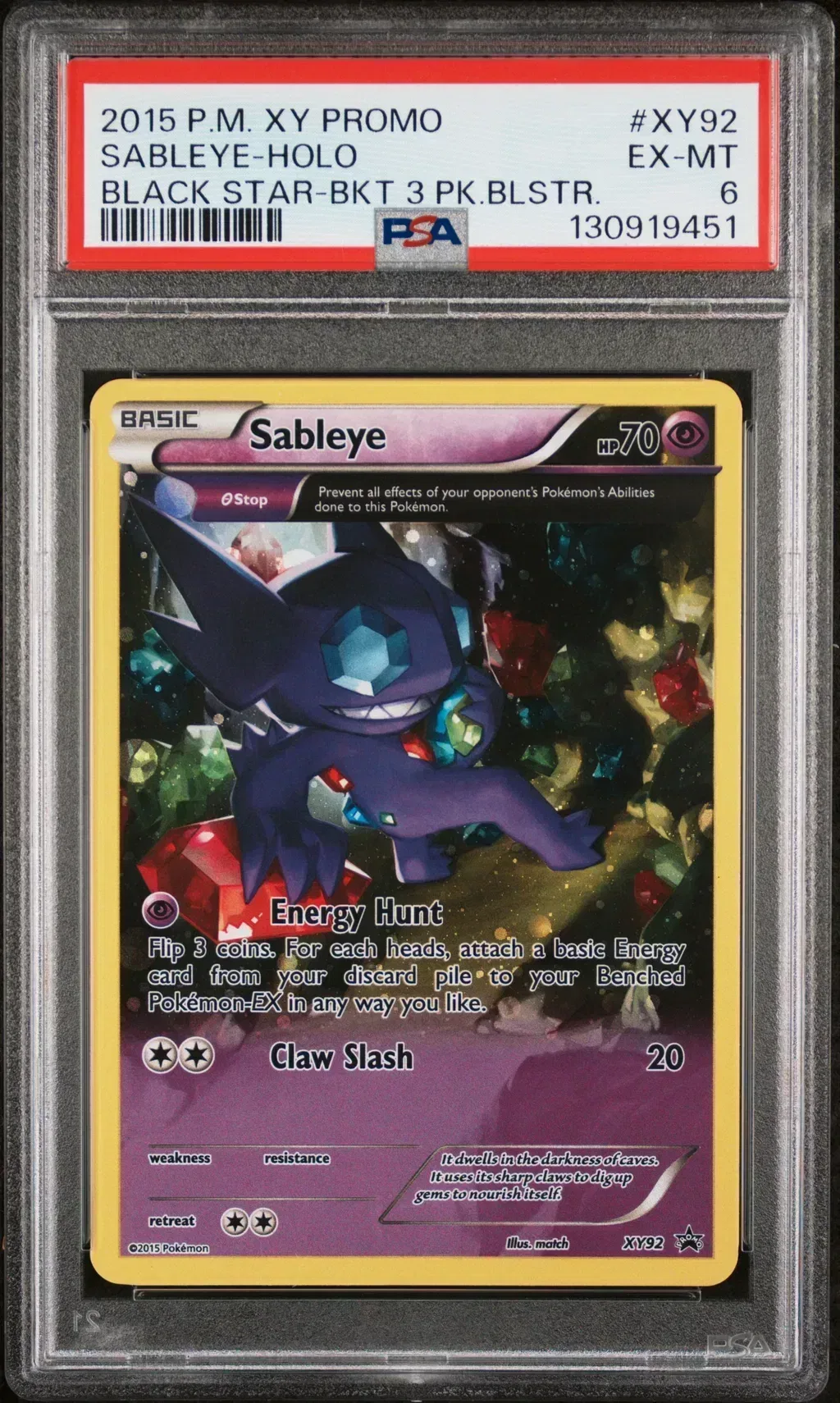2015 #Xy92 Sableye-Holo PSA 6 Xy Black Star Promos
