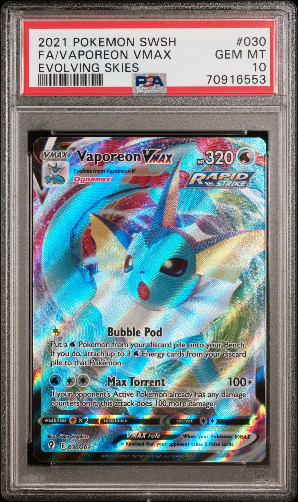 Vaporeon VMAX card artwork