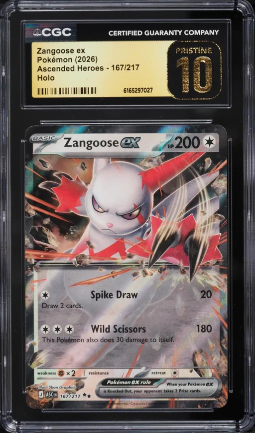 2026 Pokemon Mega Evolution Ascended Heroes Holo Zangoose Ex #167 CGC 10 PRISTINE