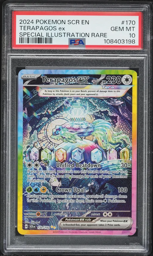 2024 #170 Terapagos EX PSA 10 Scr EN-Stellar Crown Pokemon