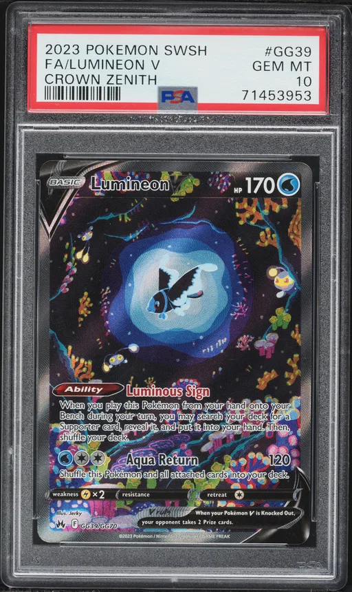 2023 #GG39 Full Art/Lumineon V PSA 10 Sword and Shield Crown Zenith Pokemon