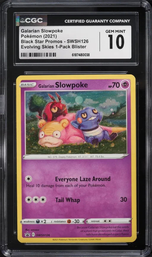 2021 #SWSH126 Galarian Slowpoke CGC 10 Pokemon Sword & Shield Promo Evolving Skies Holo